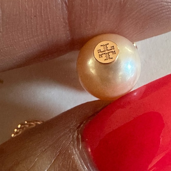 Golden with pearl earrings-Tory Burch - NWT - Picture 4 of 6